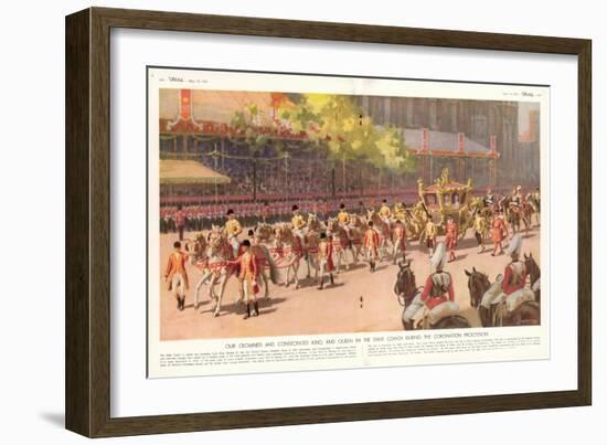 Our Crowned and Consecrated King and Queen in the State Coach During the Coronation Procession-Arthur C. Michael-Framed Giclee Print