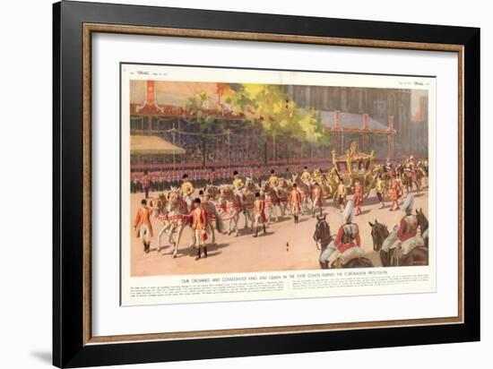 Our Crowned and Consecrated King and Queen in the State Coach During the Coronation Procession-Arthur C. Michael-Framed Giclee Print