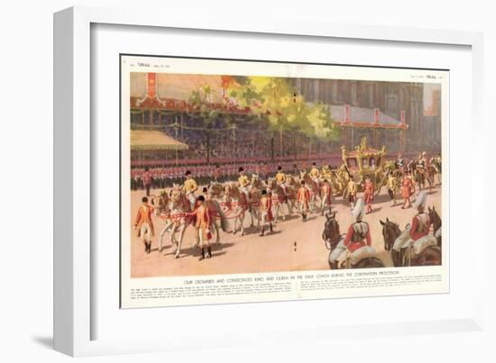 Our Crowned and Consecrated King and Queen in the State Coach During the Coronation Procession-Arthur C. Michael-Framed Giclee Print