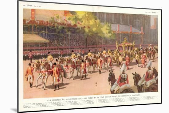 Our Crowned and Consecrated King and Queen in the State Coach During the Coronation Procession-Arthur C. Michael-Mounted Giclee Print