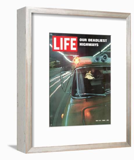 Our Deadliest Highways, Ambulance Speeding Car Accident Victim to Hospital, May 30, 1969-Ralph Crane-Framed Photographic Print