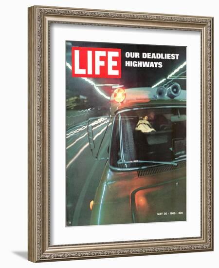 Our Deadliest Highways, Ambulance Speeding Car Accident Victim to Hospital, May 30, 1969-Ralph Crane-Framed Photographic Print