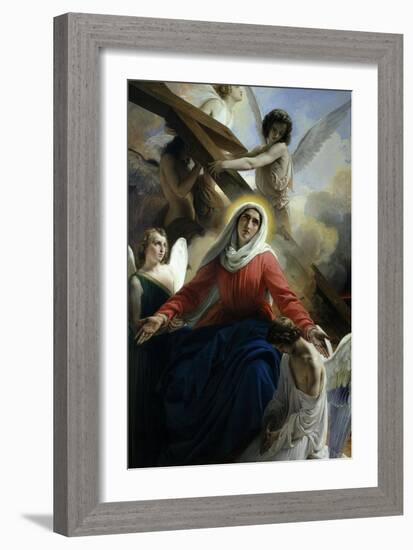 Our Lady of Sorrows 1842 Virgin Mary Mourning Death of Christ with Angels-Francesco Hayez-Framed Giclee Print