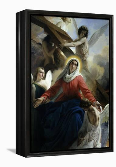 Our Lady of Sorrows 1842 Virgin Mary Mourning Death of Christ with Angels-Francesco Hayez-Framed Premier Image Canvas