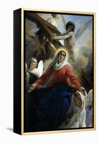 Our Lady of Sorrows 1842 Virgin Mary Mourning Death of Christ with Angels-Francesco Hayez-Framed Premier Image Canvas