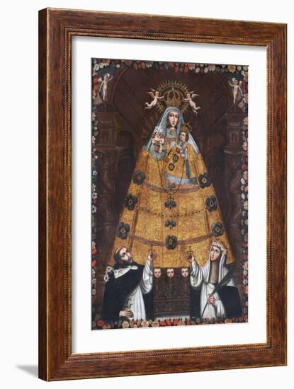 Our Lady of the Rosary with Saint Dominic and Saint Rose-null-Framed Giclee Print