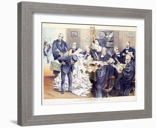 Our Overworked Supreme Court: it Is Unequal to the Ever-Increasing Labor Thrust Upon it - Will Cong-Joseph Keppler-Framed Giclee Print