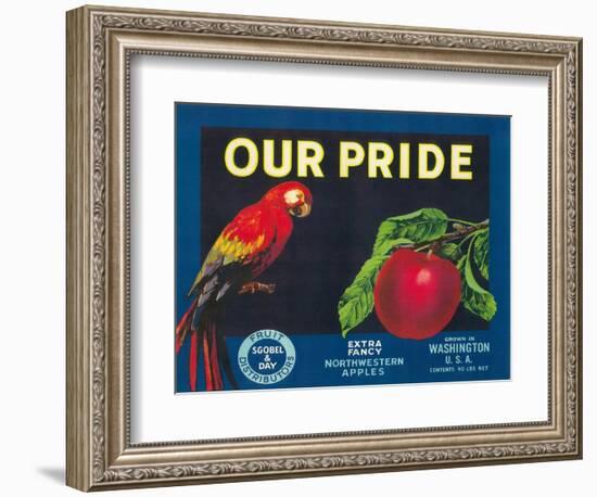 Our Pride Apple Label - Washington State-Lantern Press-Framed Art Print