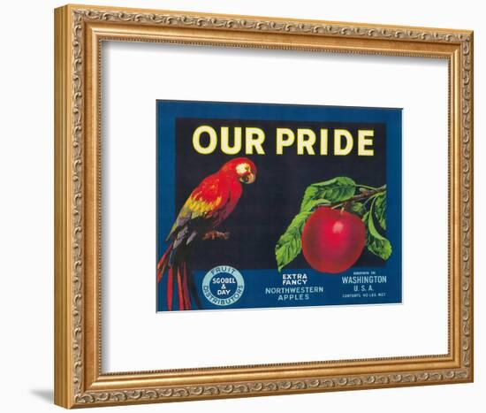 Our Pride Apple Label - Washington State-Lantern Press-Framed Art Print