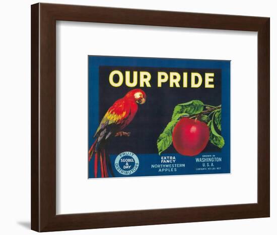 Our Pride Apple Label - Washington State-Lantern Press-Framed Art Print