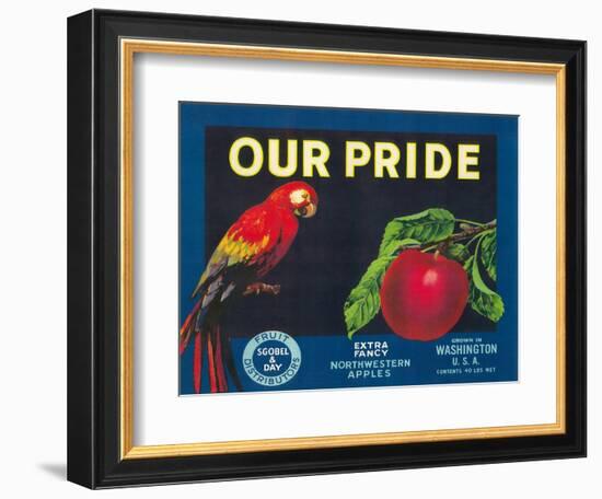 Our Pride Apple Label - Washington State-Lantern Press-Framed Art Print