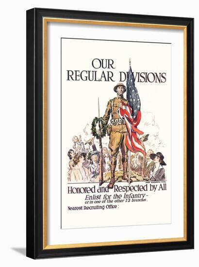 Our Regular Divisions, Enlist for the Infantry-James Montgomery Flagg-Framed Art Print