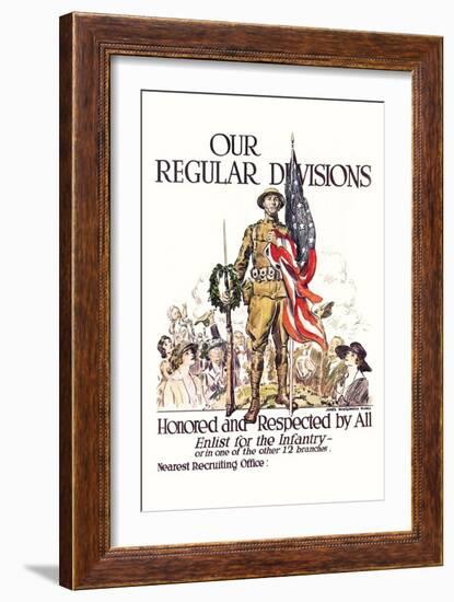 Our Regular Divisions, Enlist for the Infantry-James Montgomery Flagg-Framed Art Print