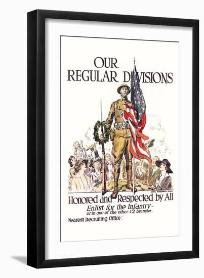 Our Regular Divisions, Enlist for the Infantry-James Montgomery Flagg-Framed Art Print