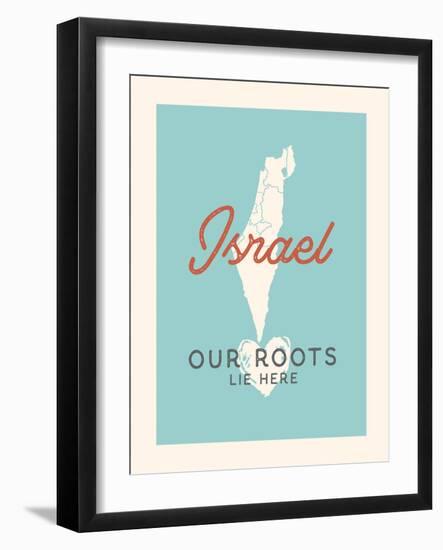 Our Roots Lie Here Israel Map-Ren Lane-Framed Art Print