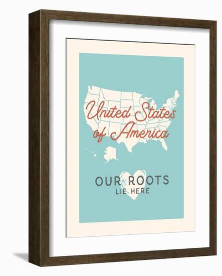 Our Roots Lie Here Map of America-Ren Lane-Framed Art Print