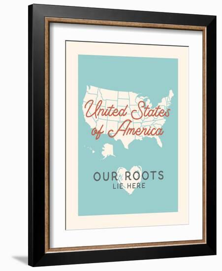 Our Roots Lie Here Map of America-Ren Lane-Framed Art Print
