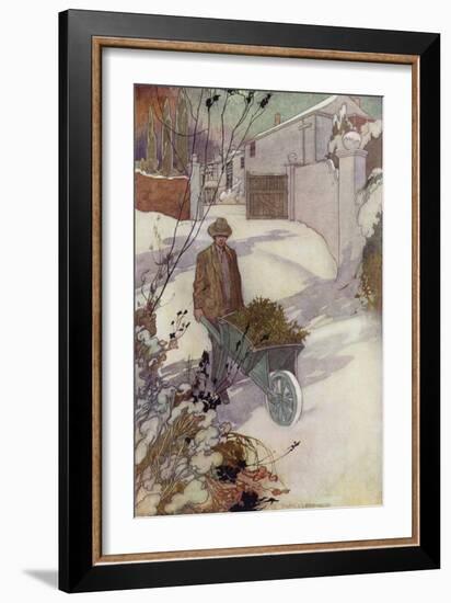 Our Sentimental Garden: Winter (Colour Litho)-Charles Robinson-Framed Giclee Print