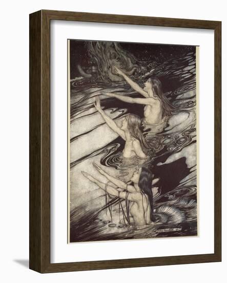 Our warning is true: flee, oh flee from the curse!', from 'Siegfried and The Twilight of Gods'-Arthur Rackham-Framed Giclee Print