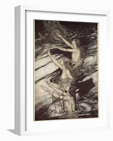 Our warning is true: flee, oh flee from the curse!', from 'Siegfried and The Twilight of Gods'-Arthur Rackham-Framed Giclee Print