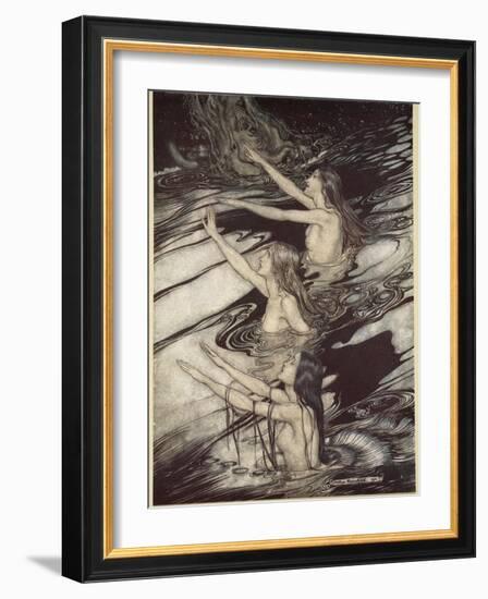 Our warning is true: flee, oh flee from the curse!', from 'Siegfried and The Twilight of Gods'-Arthur Rackham-Framed Giclee Print