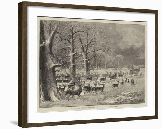 Out-Door Relief, Feeding Deer in Richmond Park-null-Framed Giclee Print