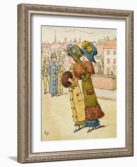 Out for a Walk, 19Th Century (Colour Lithograph)-Kate Greenaway-Framed Giclee Print