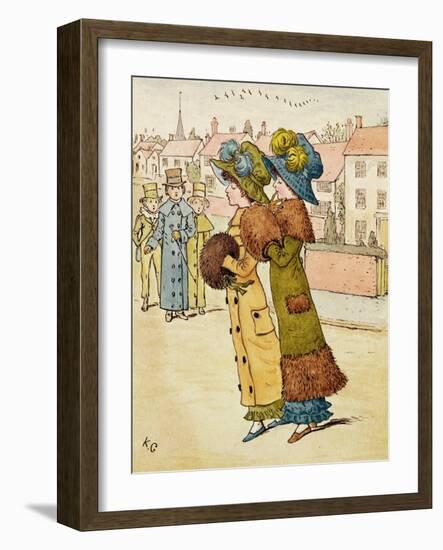 Out for a Walk, 19Th Century (Colour Lithograph)-Kate Greenaway-Framed Giclee Print