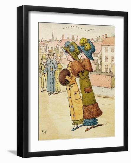 Out for a Walk, 19Th Century (Colour Lithograph)-Kate Greenaway-Framed Giclee Print