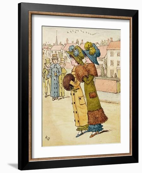 Out for a Walk, 19Th Century (Colour Lithograph)-Kate Greenaway-Framed Giclee Print