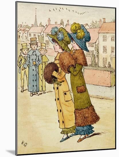 Out for a Walk, 19Th Century (Colour Lithograph)-Kate Greenaway-Mounted Giclee Print