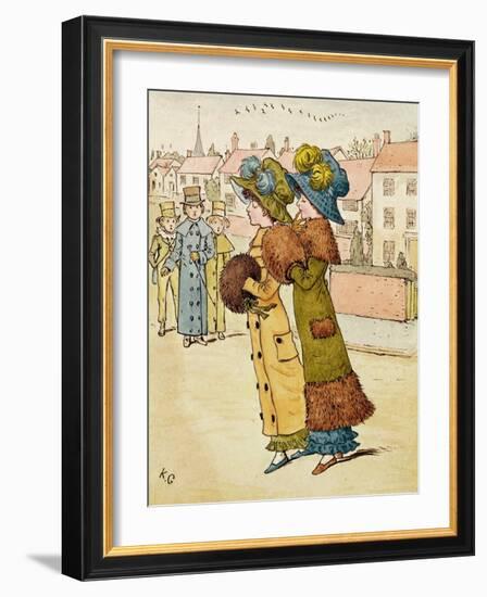 Out for a Walk, 19Th Century (Colour Lithograph)-Kate Greenaway-Framed Giclee Print