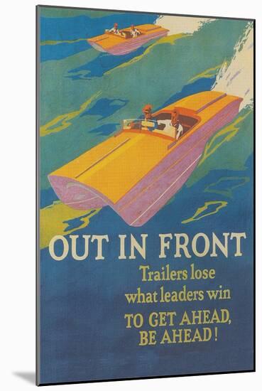 Out in Front, Racing Speedboats-null-Mounted Art Print