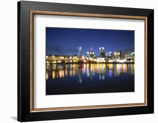 Out of Focus Portland City Skyline at Blue Hour-jpldesigns-Framed Photographic Print