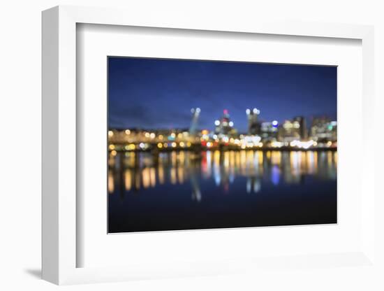 Out of Focus Portland City Skyline at Blue Hour-jpldesigns-Framed Photographic Print