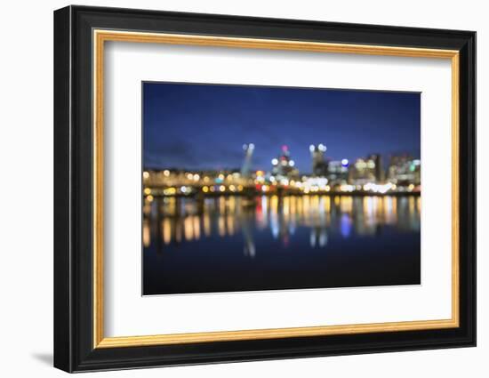 Out of Focus Portland City Skyline at Blue Hour-jpldesigns-Framed Photographic Print