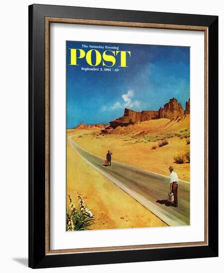 "Out of Gas," Saturday Evening Post Cover, September 2, 1961-George Hughes-Framed Giclee Print