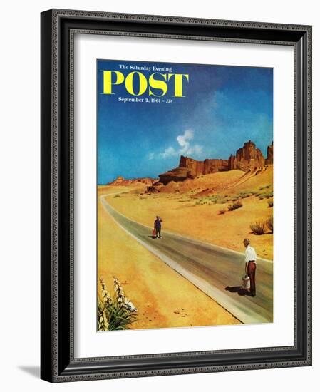 "Out of Gas," Saturday Evening Post Cover, September 2, 1961-George Hughes-Framed Giclee Print