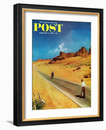 "Out of Gas," Saturday Evening Post Cover, September 2, 1961-George Hughes-Framed Giclee Print