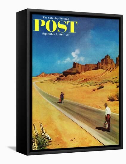 "Out of Gas," Saturday Evening Post Cover, September 2, 1961-George Hughes-Framed Premier Image Canvas