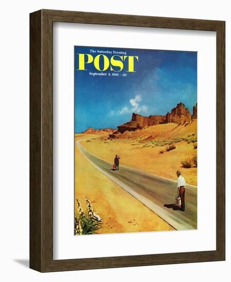 "Out of Gas," Saturday Evening Post Cover, September 2, 1961-George Hughes-Framed Giclee Print