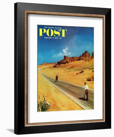 "Out of Gas," Saturday Evening Post Cover, September 2, 1961-George Hughes-Framed Giclee Print