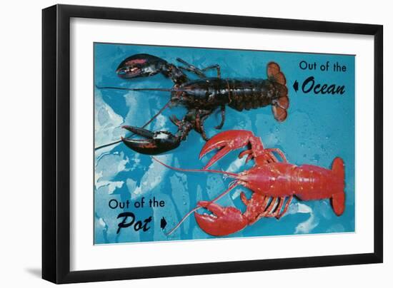 Out of Ocean, into Pot, Lobsters-null-Framed Art Print