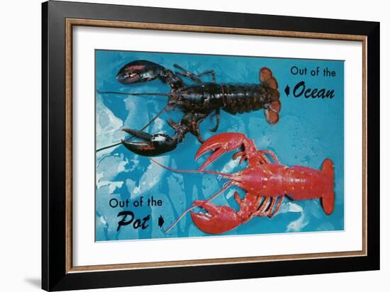 Out of Ocean, into Pot, Lobsters-null-Framed Art Print