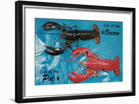 Out of Ocean, into Pot, Lobsters-null-Framed Art Print