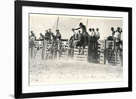 Out of the Chute, Bull Riding-null-Framed Art Print