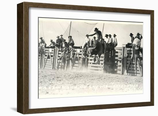 Out of the Chute, Bull Riding-null-Framed Art Print