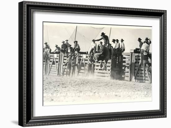 Out of the Chute, Bull Riding-null-Framed Art Print