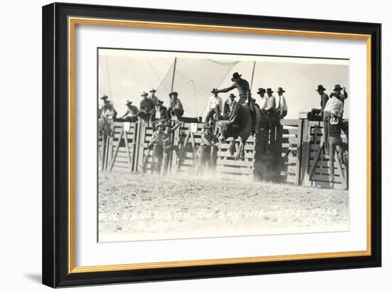 Out of the Chute, Bull Riding-null-Framed Art Print