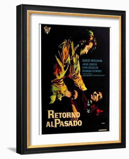 Out of the Past, Spanish Movie Poster, 1947-null-Framed Art Print